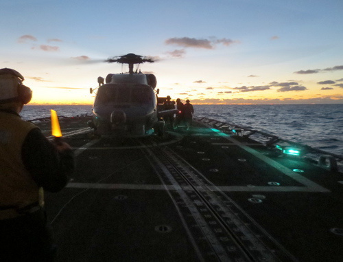 Взлетная палуба фрегата USS Taylor ВМС США. 16 января 2014 г. Фото: U.S. Navy photo by Lt. j.g. David Hancock/Released