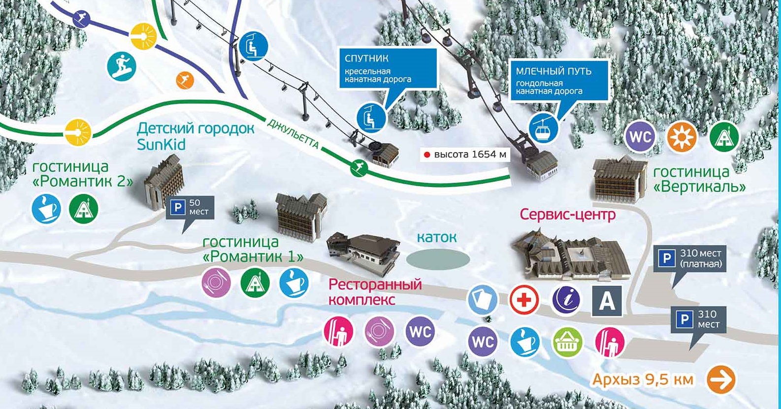 Домбай карта подъемников