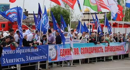 Первомайская демонстрация в Грозном 01.05.2019. Фото: Пресс-служба правительства Чечни http://chechnya.gov.ru/page.php?r=126&id=22367