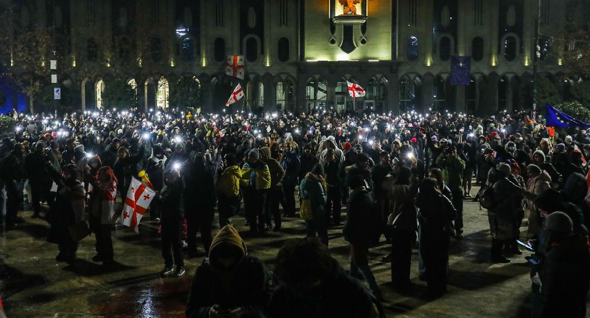 Участники акции протеста в Тбилиси. Фото Азиза Каримова для "Кавказского узла".