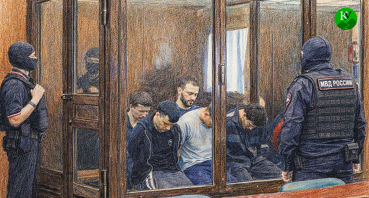 Подсудимые в зале суда. Иллюстрация создана "Кавказским узлом" при помощи ИИ в программе Copilot Подсудимые в зале суда. Иллюстрация создана "Кавказским узлом" при помощи ИИ в программе Copilot