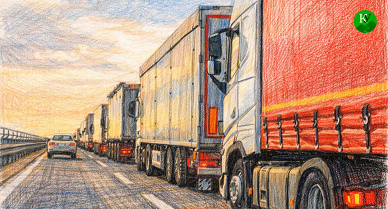 Большегрузы. Иллюстрация создана "Кавказским узлом" при помощи ИИ в программе Copilot Большегрузы. Иллюстрация создана "Кавказским узлом" при помощи ИИ в программе Copilot