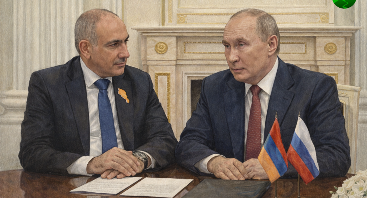 Встреча Никола Пашиняна и Владимира Путина. Иллюстрация создана "Кавказским узлом" с помощью ИИ в программе Copilot Встреча Никола Пашиняна и Владимира Путина. Иллюстрация создана "Кавказским узлом" с помощью ИИ в программе Copilot