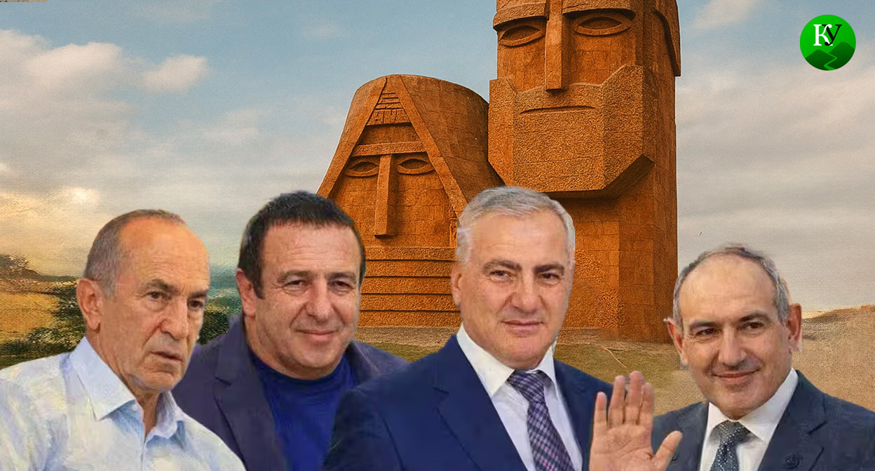 Роберт Кочарян, Гагик Царукян, Самвел Карапетян, Никол Пашинян (слева направо). Иллюстрация создана "Кавказским узлом" при помощи ИИ в программе Copilot Роберт Кочарян, Гагик Царукян, Самвел Карапетян, Никол Пашинян (слева направо). Иллюстрация создана "Кавказским узлом" при помощи ИИ в программе Copilot