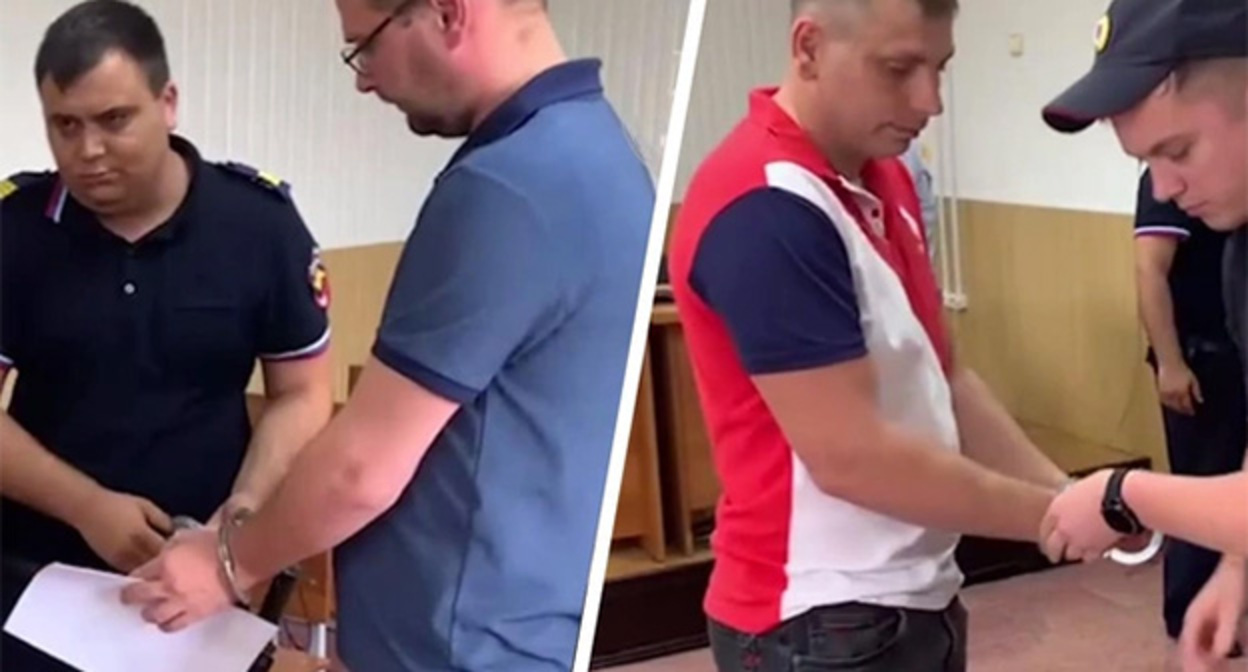 Иван Таценко и Евгений Симонов в зале суда. Фото: opskuban / T.me Иван Таценко и Евгений Симонов в зале суда. Фото: opskuban / T.me